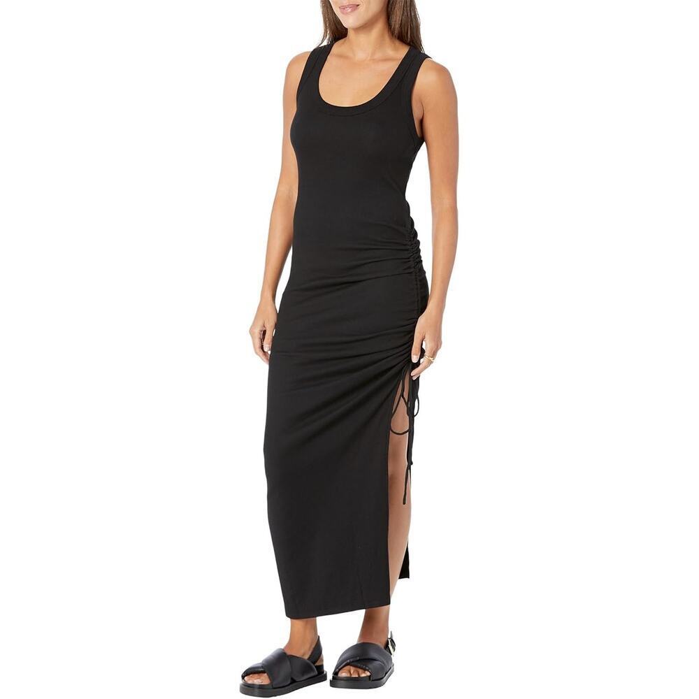 Michael Stars Ribbed Jersey Marine Maxi Dress Sleeveless Black Size Small NWOT